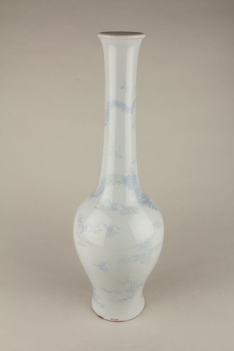 Vase with dragon, Porcelain with incised decoration and underglaze cobalt blue, China