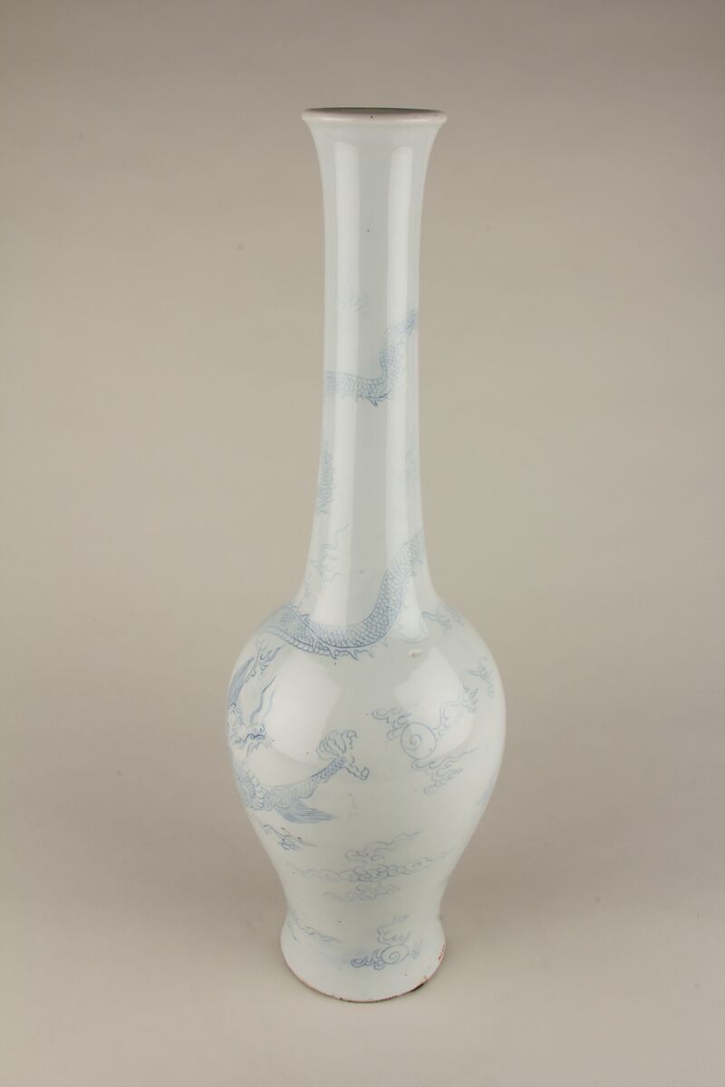 Vase with dragon, Porcelain with incised decoration and underglaze cobalt blue, China