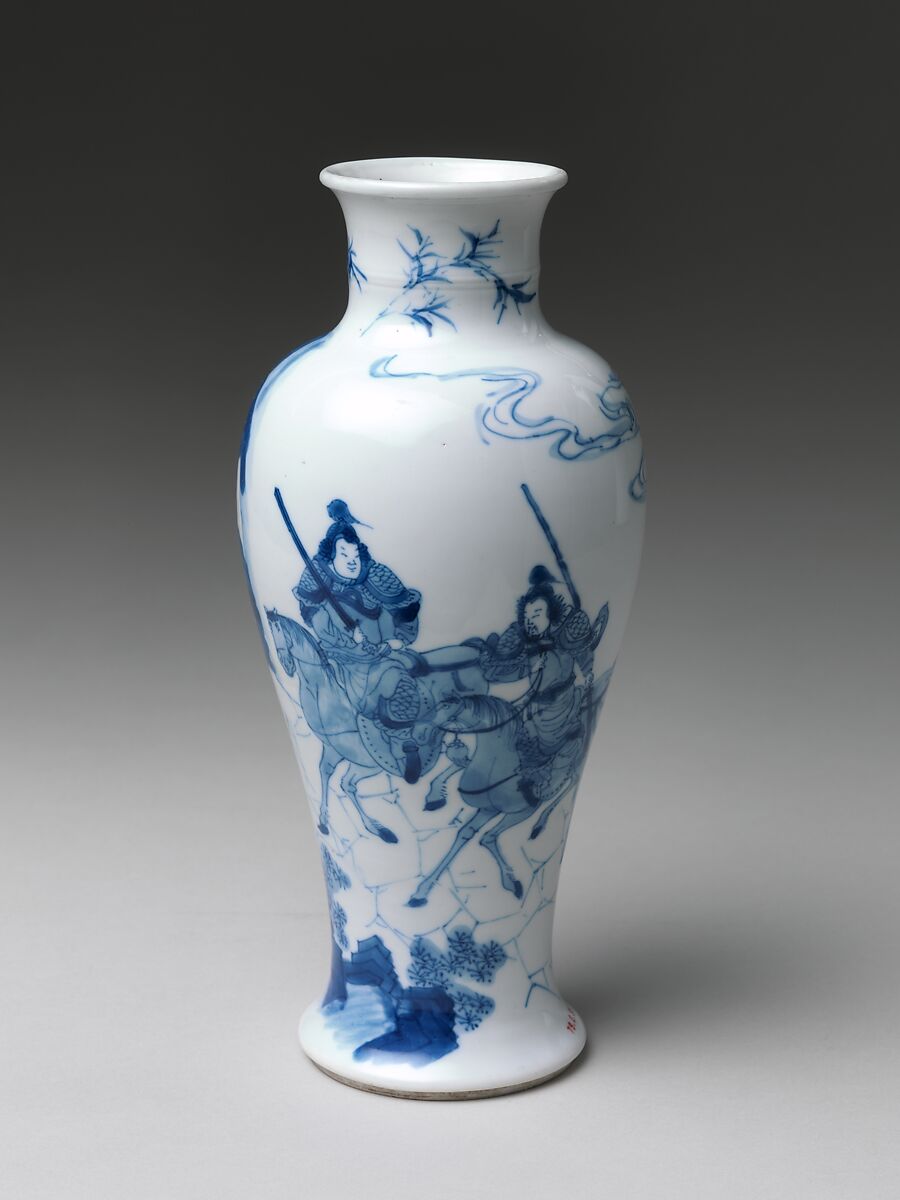 Vase with Warrior, Porcelain painted with cobalt blue under transparent glaze (Jingdezhen ware), China 