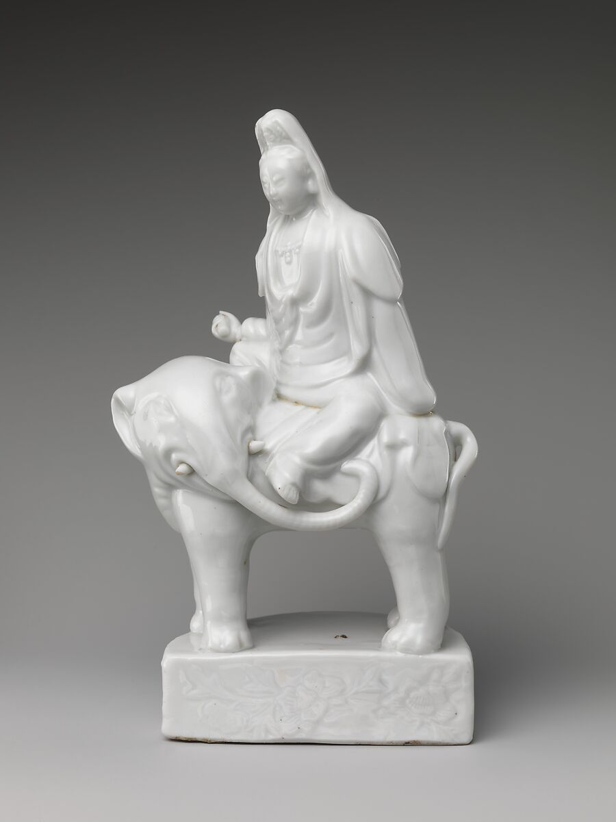 Puxian (Samantabhadra, Bodhisattva of Universal Benevolence), Porcelain with clear glaze (Dehua ware or "blanc de chine," Fujian Province), China 