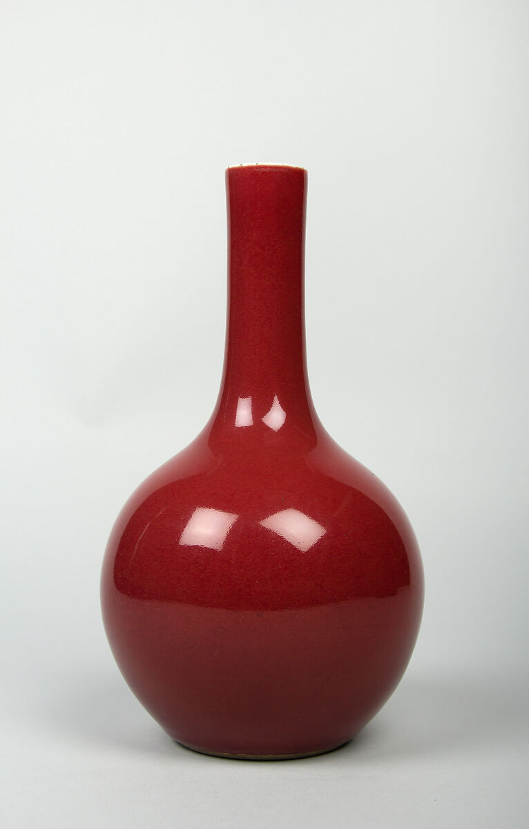 Bottle, Porcelain with red glaze, China