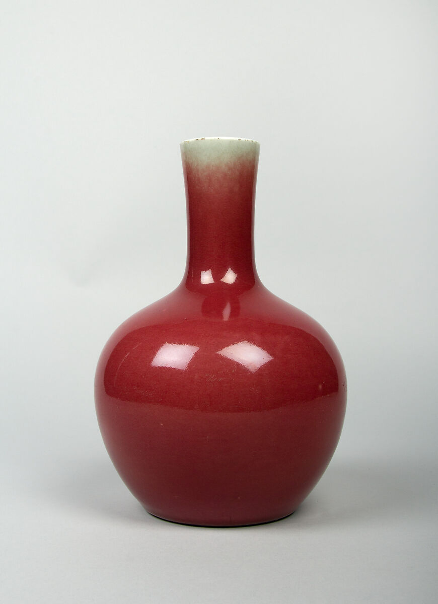 Bottle, Porcelain with red glaze, China