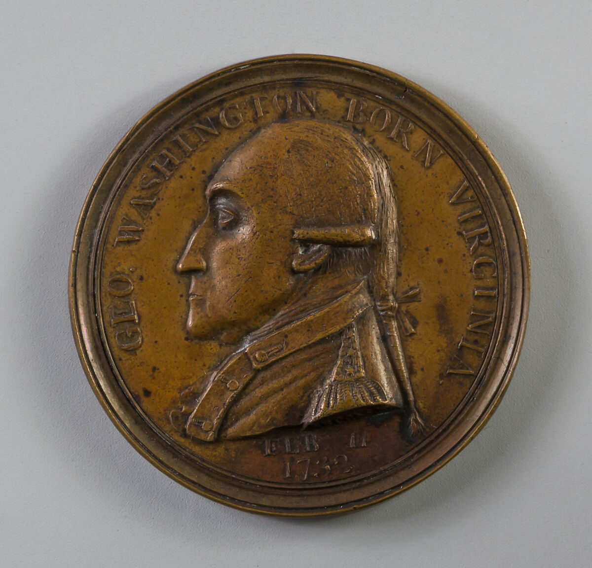 Medal of George Washington's Public Offices, James Manley (active 1790–1800), Gilt bronze, American 