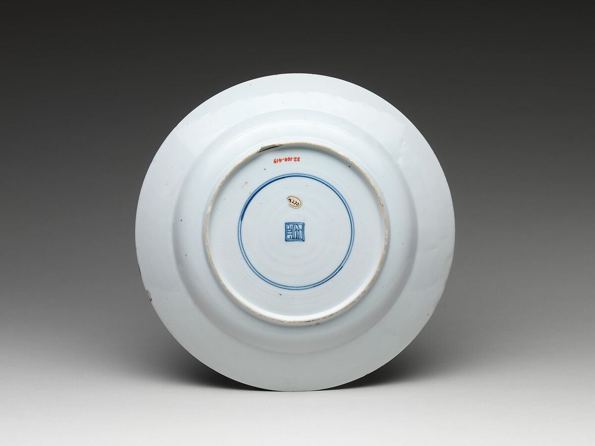 Plate with Camellia and Plum, Porcelain painted in overglaze polychrome enamels, China