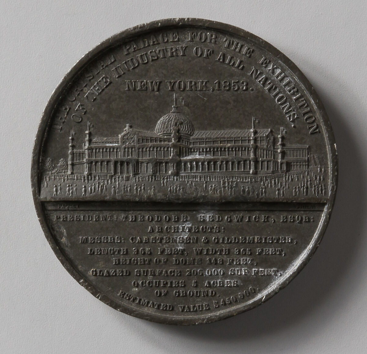 Medal, Anthony Paquet (1814–1882), Metal