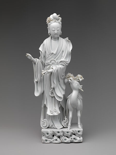 The Immortal Magu with a Deer, Su Xuejin (Chinese, 1869–1919), Porcelain with clear glaze (Dehua ware, Fujian Province), China 
