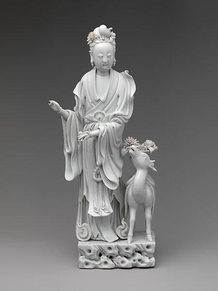 The Immortal Magu with a deer, Su Xuejin (Chinese, 1869–1919), White porcelain with transparent glaze (Dehua ware), China 