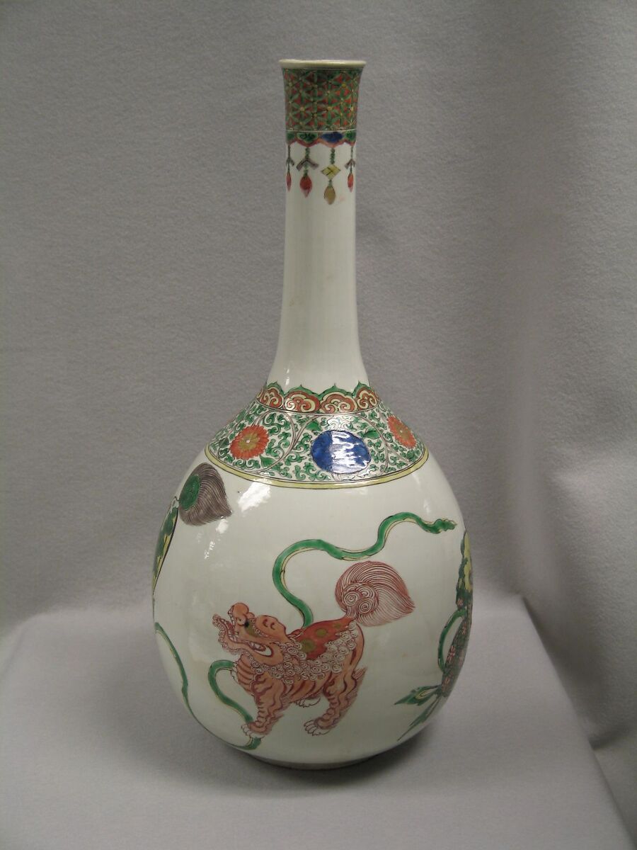 Bottle, Porcelain painted in famille verte enamels, China