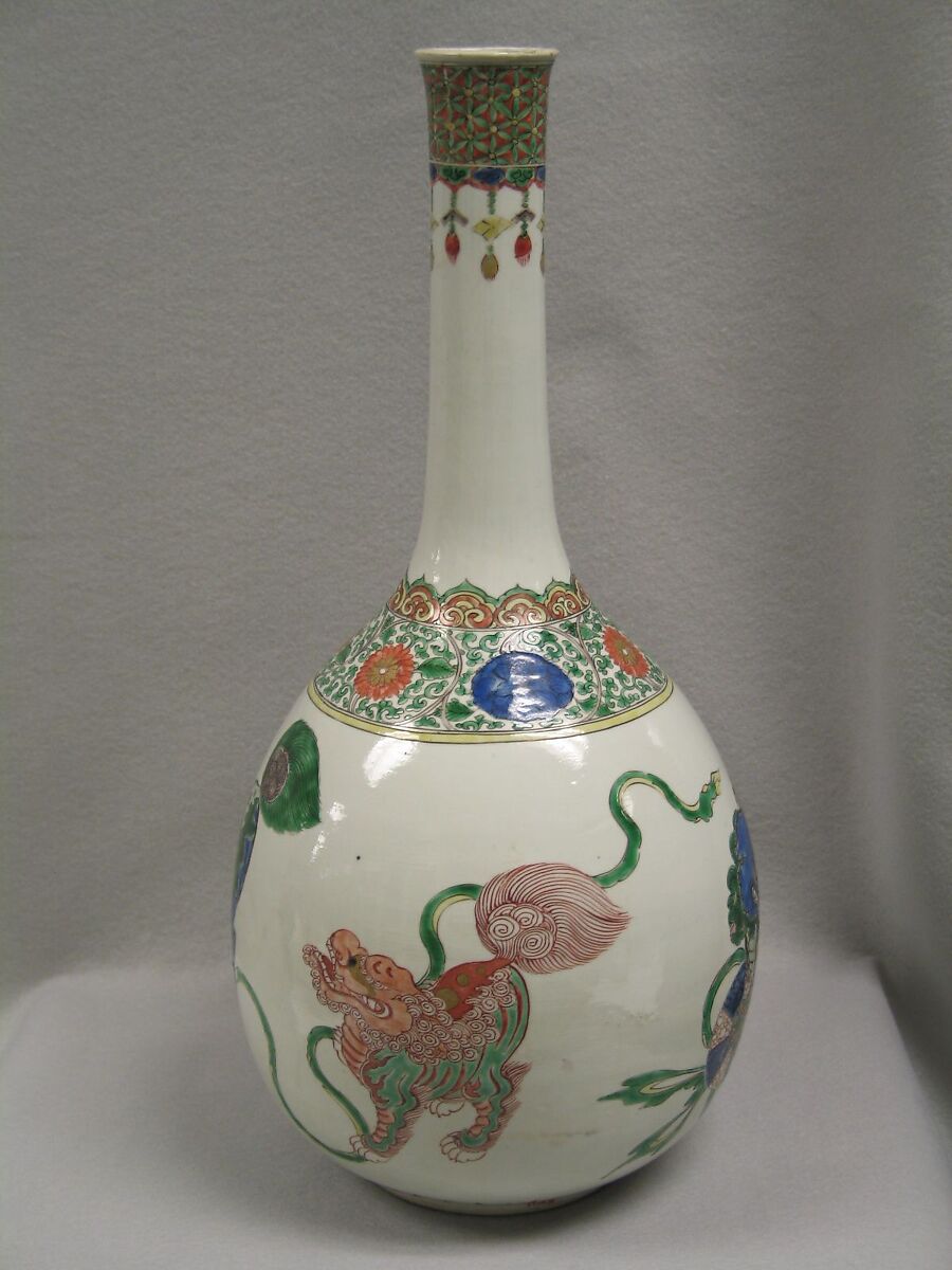 Bottle, Porcelain painted in famille verte enamels, China