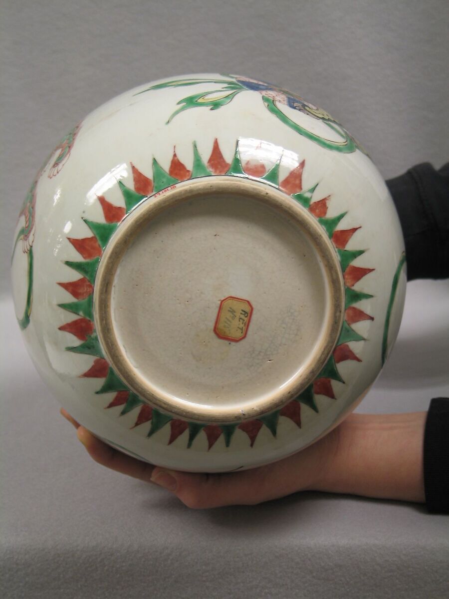 Bottle, Porcelain painted in famille verte enamels, China