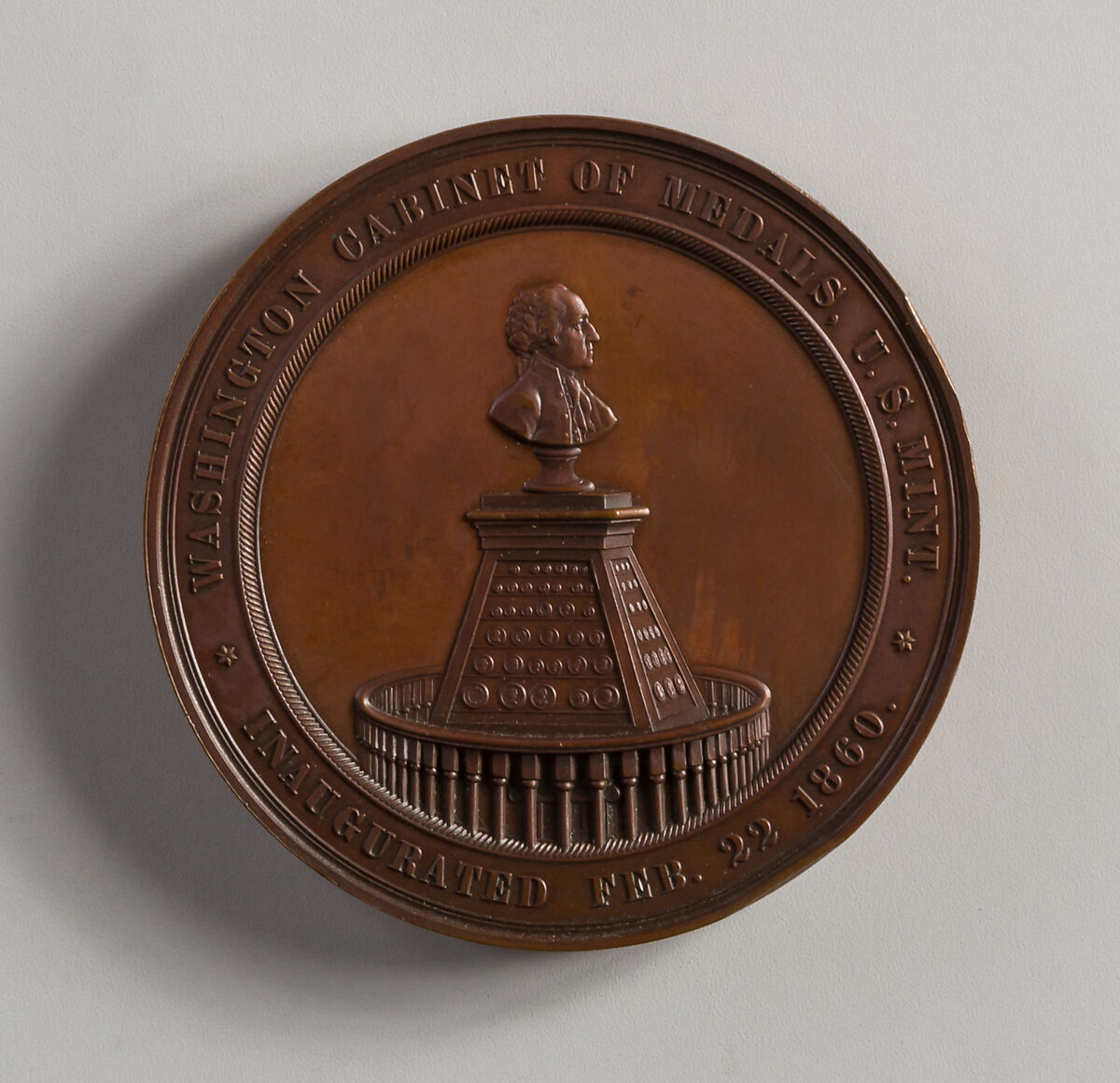 Medal of the Inauguration of the Washington Cabinet of Medals, Anthony Paquet (1814–1882), Bronze