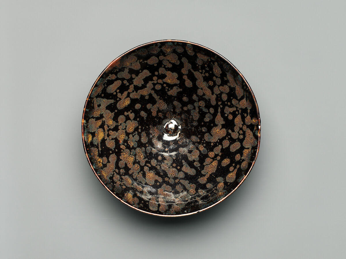 Tea Bowl with “Tortoiseshell” Design, Stoneware with iron glaze splashed with wood-ash solution (Jizhou ware), China 