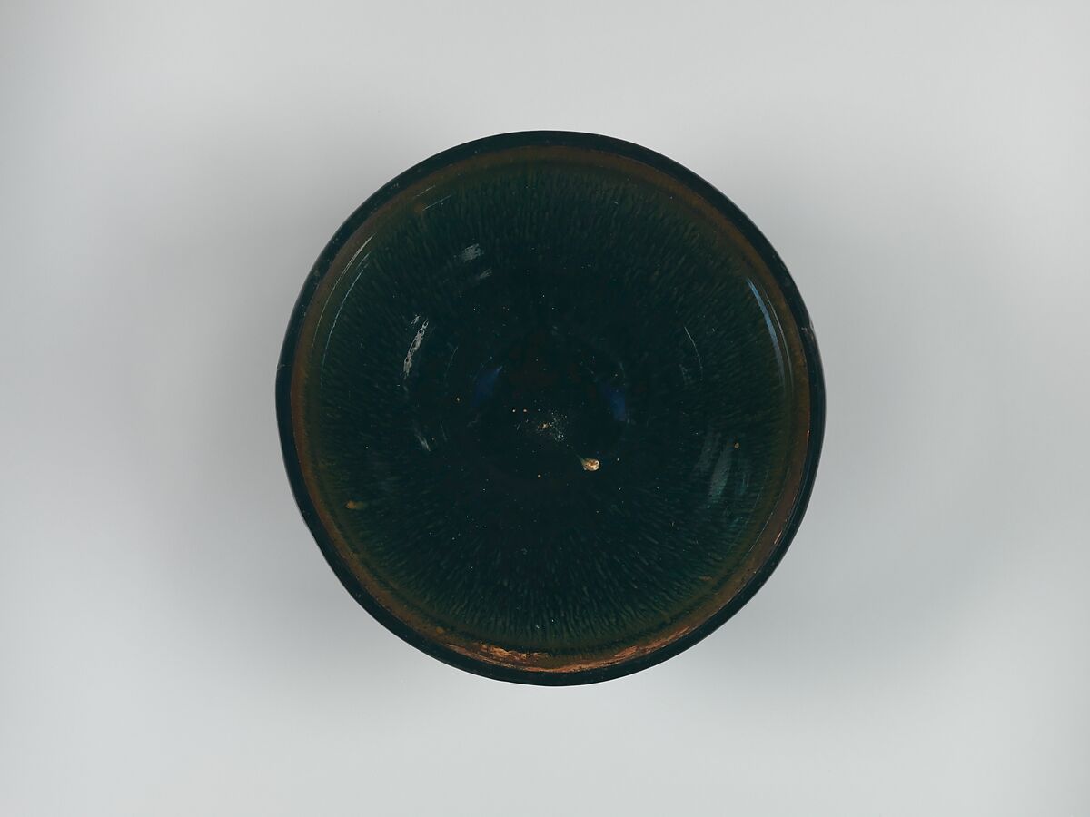 Tea Bowl with Hare’s-Fur Decoration, Stoneware with copper-oxide glaze (Jian ware), China