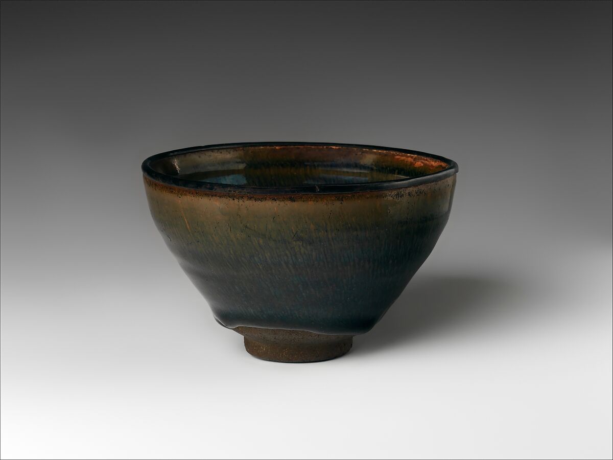 Tea Bowl with Hare’s-Fur Decoration, Stoneware with copper-oxide glaze (Jian ware), China 