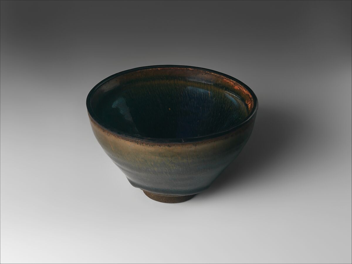 Tea Bowl with Hare’s-Fur Decoration, Stoneware with copper-oxide glaze (Jian ware), China