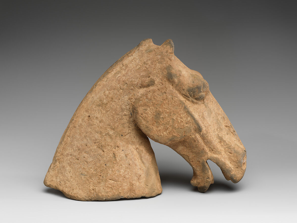 Model of a horse’s head, Earthenware, China