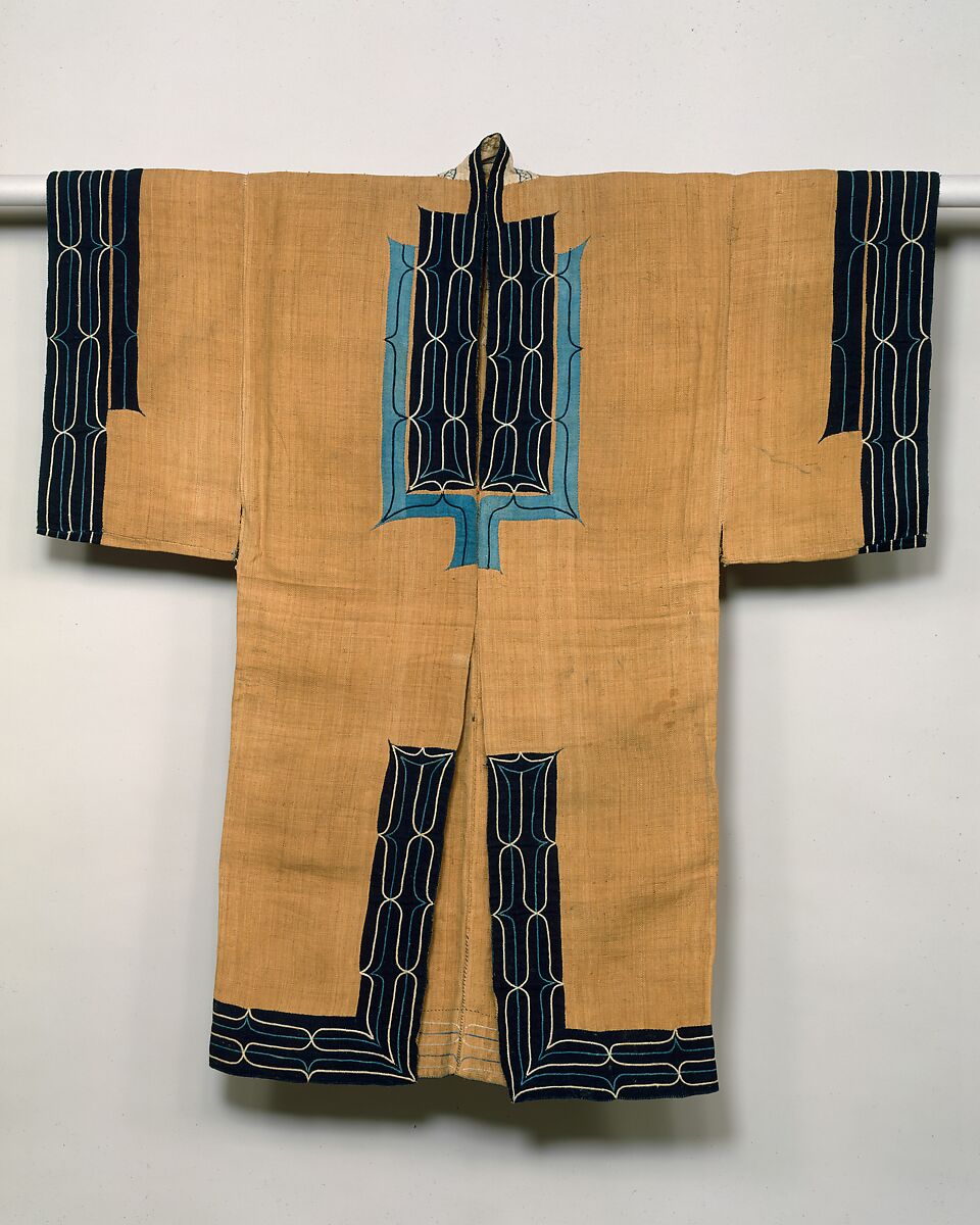 Ainu costume, Elm-bark fiber with appliqué of indigo-dyed tabby (atsushi), Japan