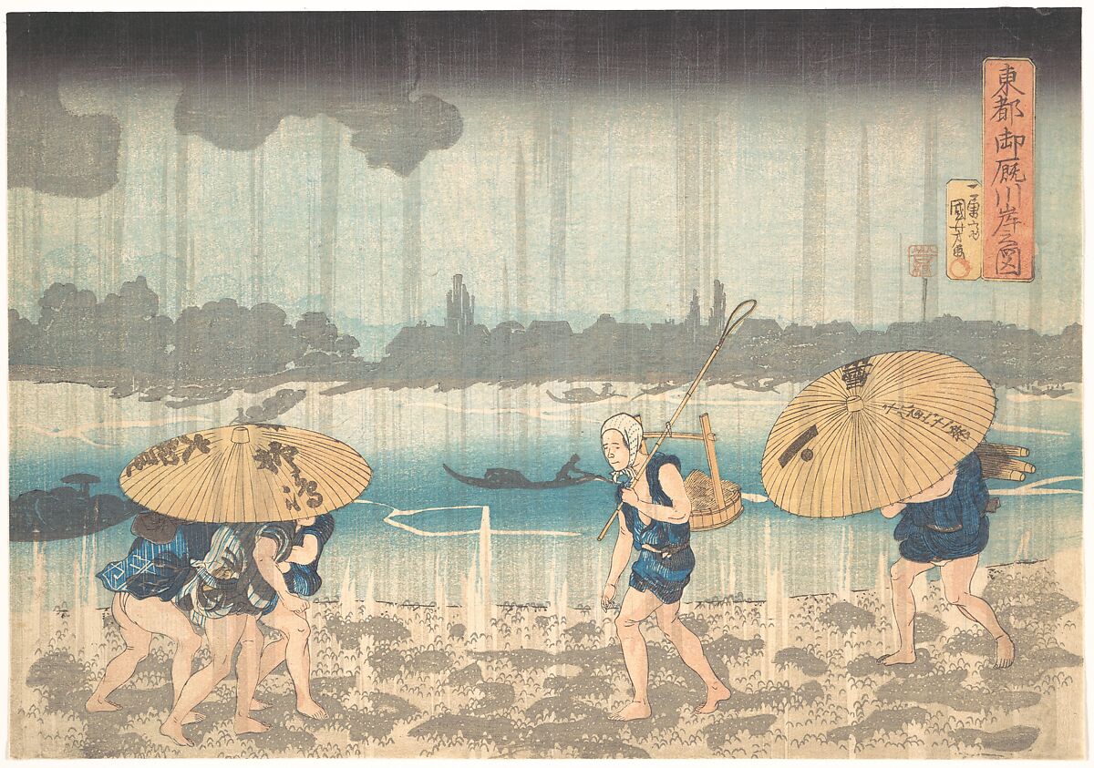 Onmayagashi in Edo, Utagawa Kuniyoshi (Japanese, 1797–1861), Woodblock print; ink and color on paper, Japan 