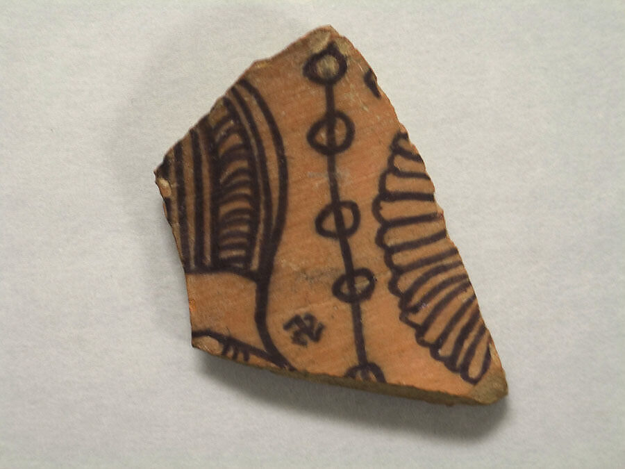 Shard:  Lotus Flower (Partial with Costume Fragment?), Painted terracotta, Pakistan 