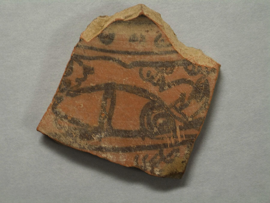 Shard:  Shoulder of Vessel with Offerer, Painted terracotta, Pakistan 