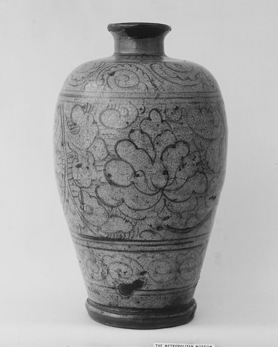 Vase, Stoneware with black decoration under turquoise glaze (Cizhou-type ware), China 
