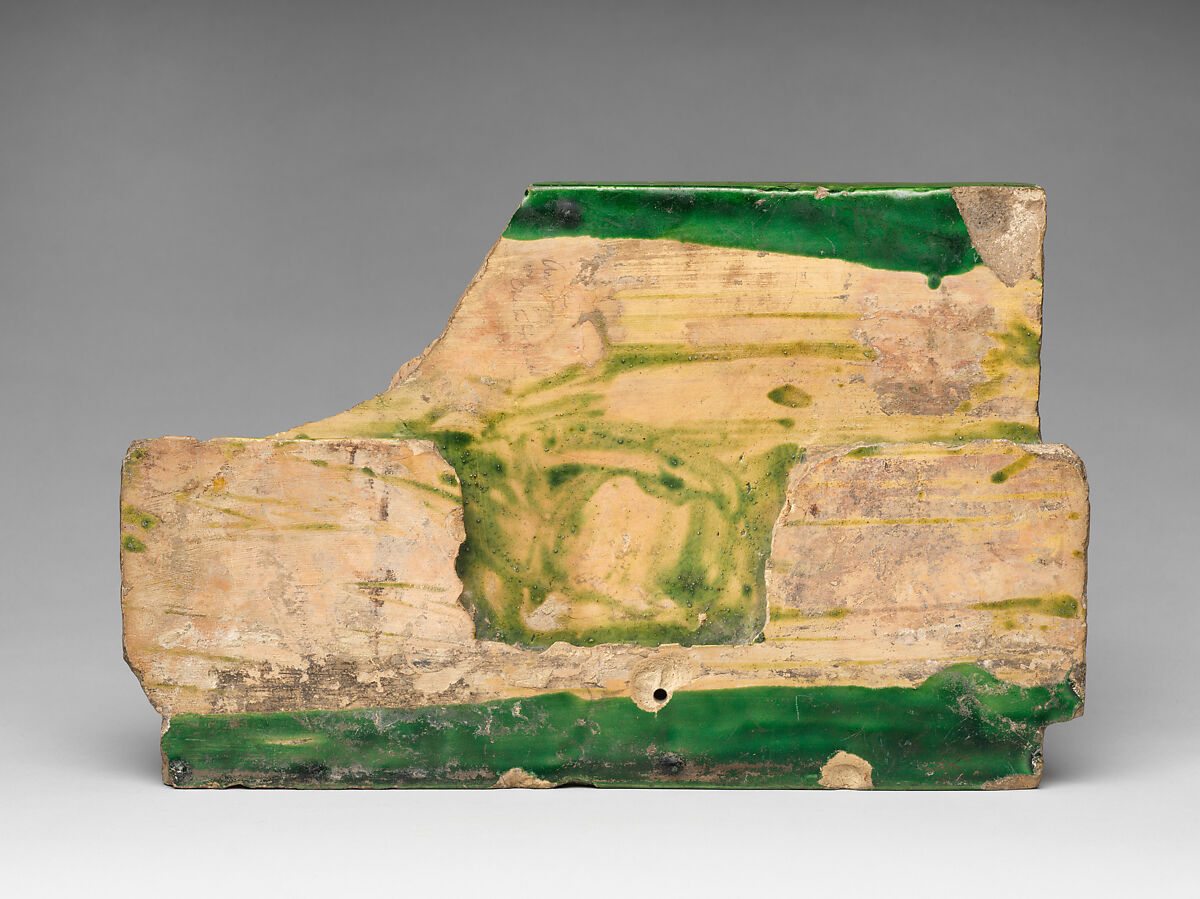 Tile with Vajra from the Porcelain Pagoda, Glazed stoneware, China