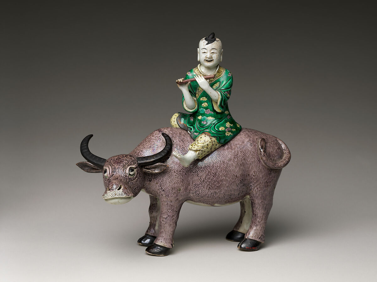 Herdboy Riding a Water Buffalo, Porcelain with colored enamels on the biscuit (Jingdezhen ware), China