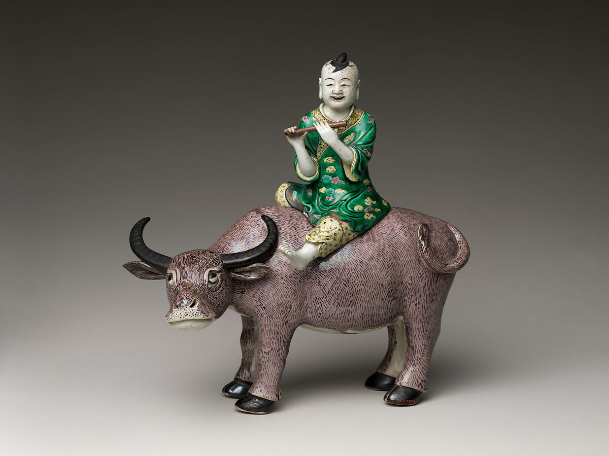 Herdboy Riding a Water Buffalo, Porcelain with colored enamels on the biscuit (Jingdezhen ware), China 