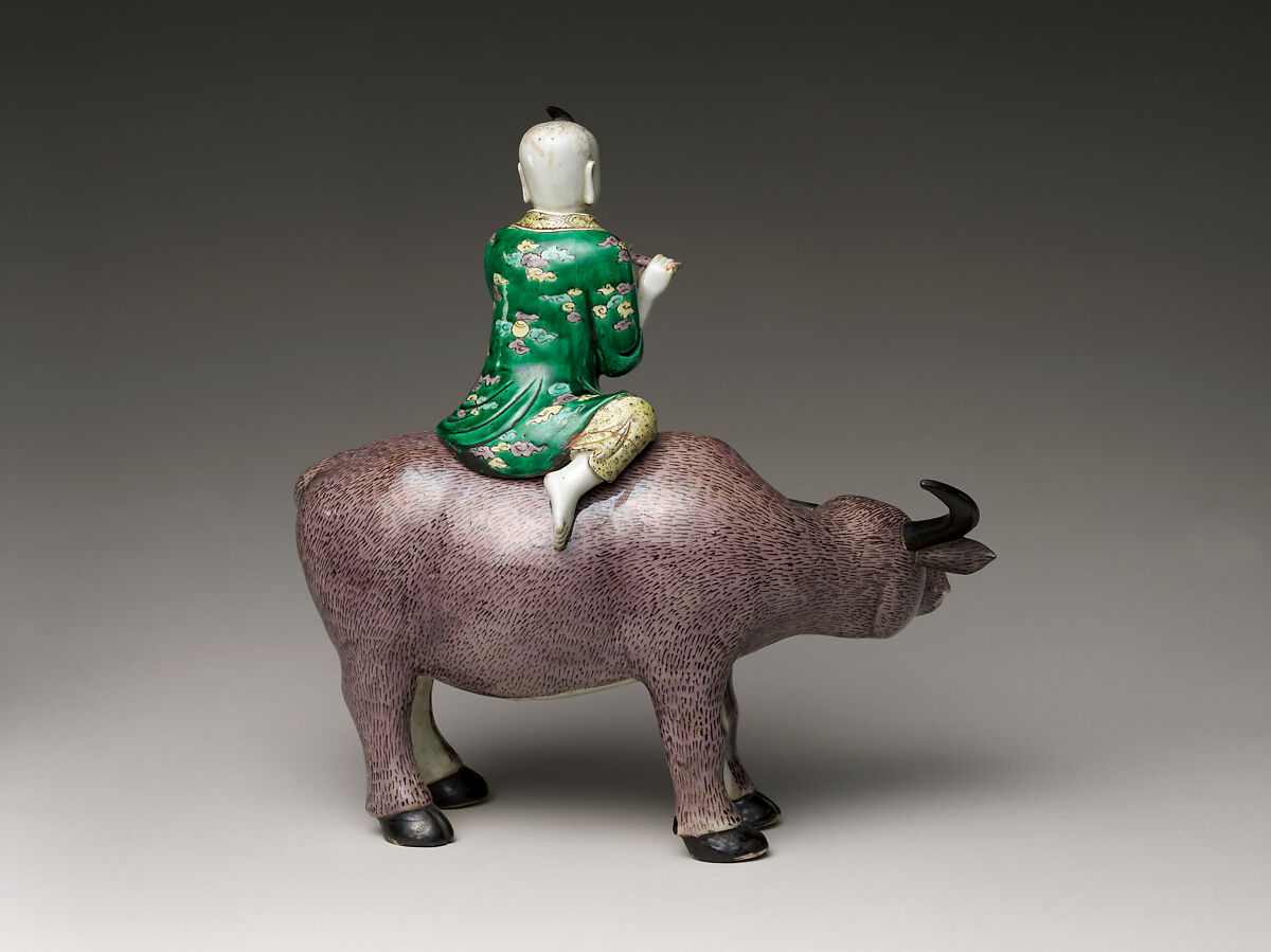 Herdboy Riding a Water Buffalo, Porcelain with colored enamels on the biscuit (Jingdezhen ware), China