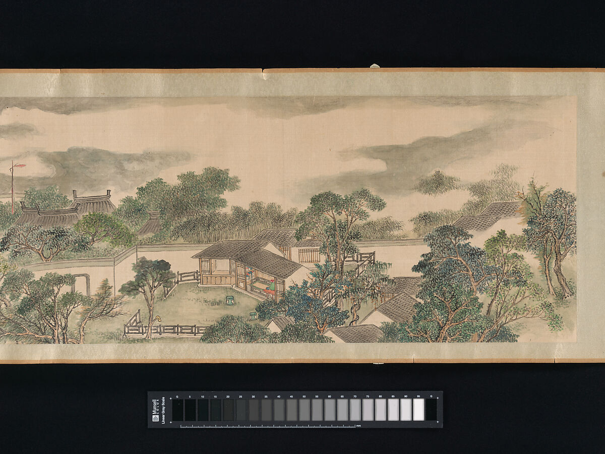 Second View of the Studio for Respecting the Fungus of Longevity, Yang Tianbi (Chinese, active early 19th century), Handscroll; ink and color on silk, China