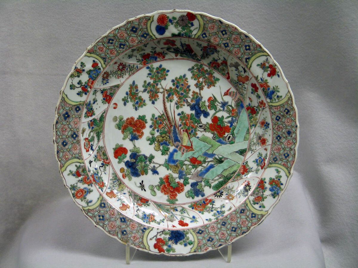 Dish, Porcelain painted in overglaze famille verte enamels (Export ware), China 