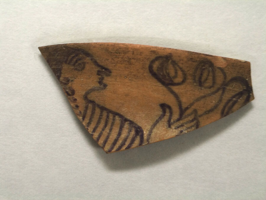 Shard:  Offerer with Flower, Painted terracotta, Pakistan 