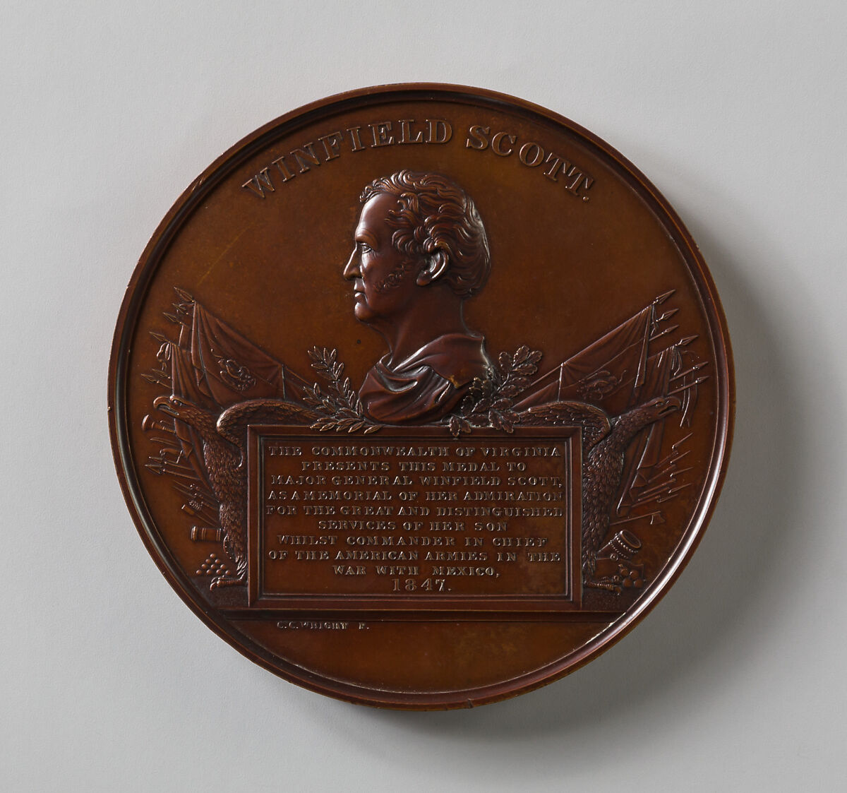 Medal of Major General Winfield Scott, Charles Cushing Wright, Bronze 