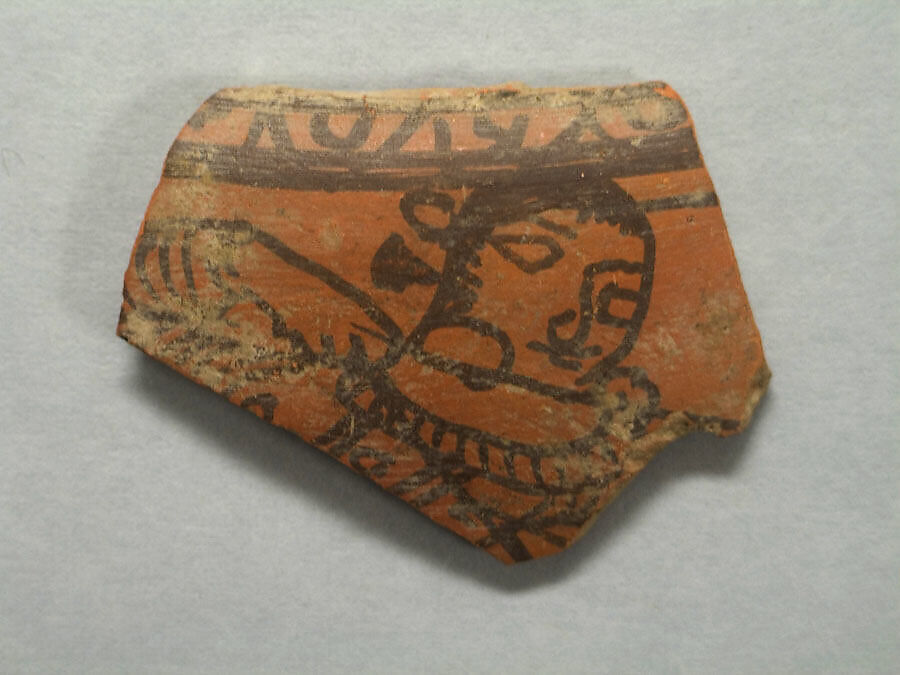 Shard:  Head of Offerer, Painted terracotta, Pakistan 