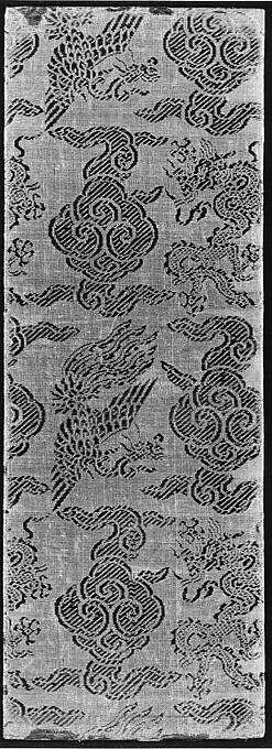 Sutra cover with dragons and phoenixes amid clouds, Plain weave in silk with supplementary weft patterning, China