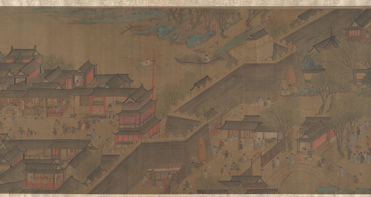 Going Upriver on the Qingming Festival, Unidentified artist Chinese, 18th century?, Handscroll; ink and color on silk, China