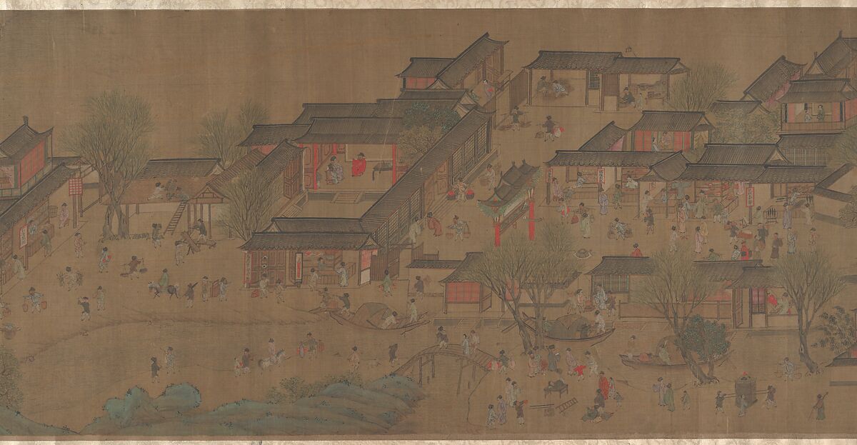 Going Upriver on the Qingming Festival, Unidentified artist Chinese, 18th century?, Handscroll; ink and color on silk, China