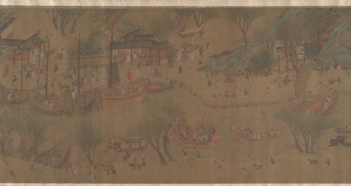 Going Upriver on the Qingming Festival, Unidentified artist Chinese, 18th century?, Handscroll; ink and color on silk, China