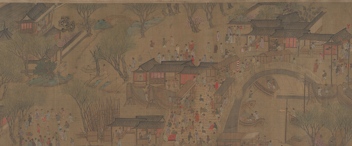 Going Upriver on the Qingming Festival, Unidentified artist Chinese, 18th century?, Handscroll; ink and color on silk, China 