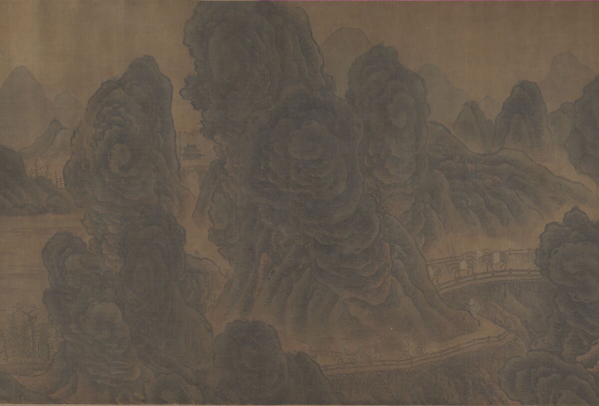 Traveling amid Mountains, Unidentified artist, Handscroll; ink and color on silk, China