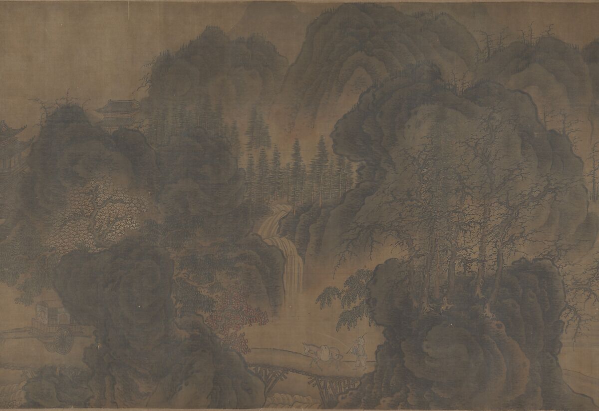 Traveling amid Mountains, Unidentified artist, Handscroll; ink and color on silk, China