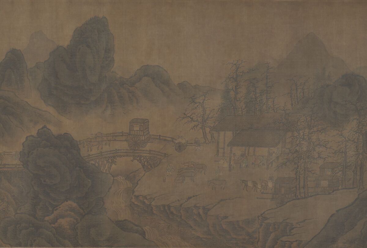 Traveling amid Mountains, Unidentified artist, Handscroll; ink and color on silk, China