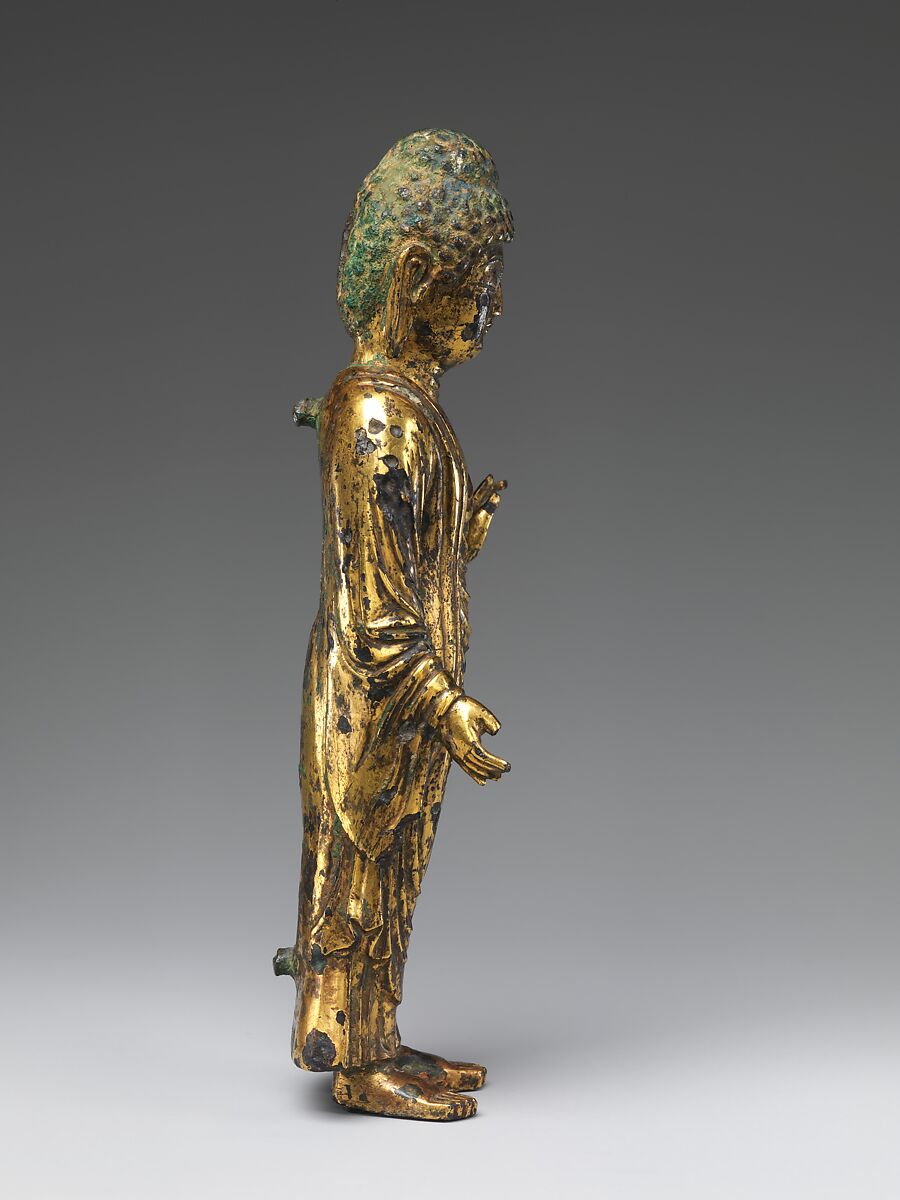 Standing Buddha, Gilt bronze, Korea