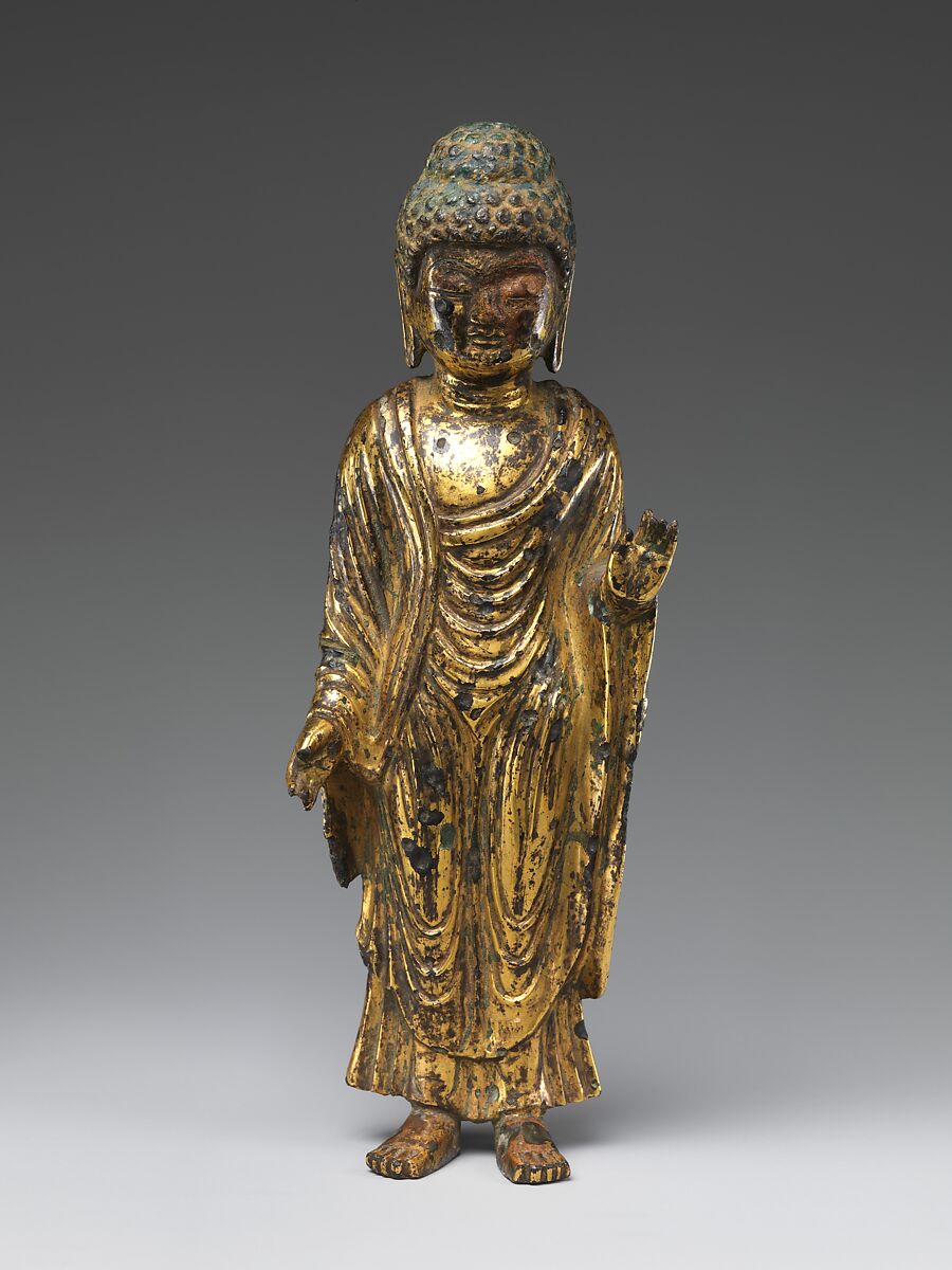 Standing Buddha, Gilt bronze, Korea 