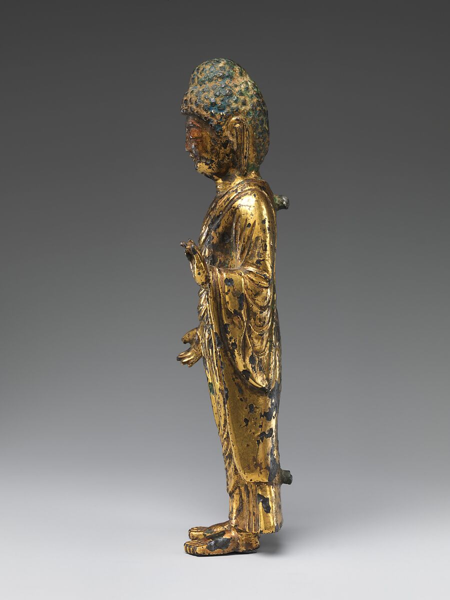 Standing Buddha, Gilt bronze, Korea
