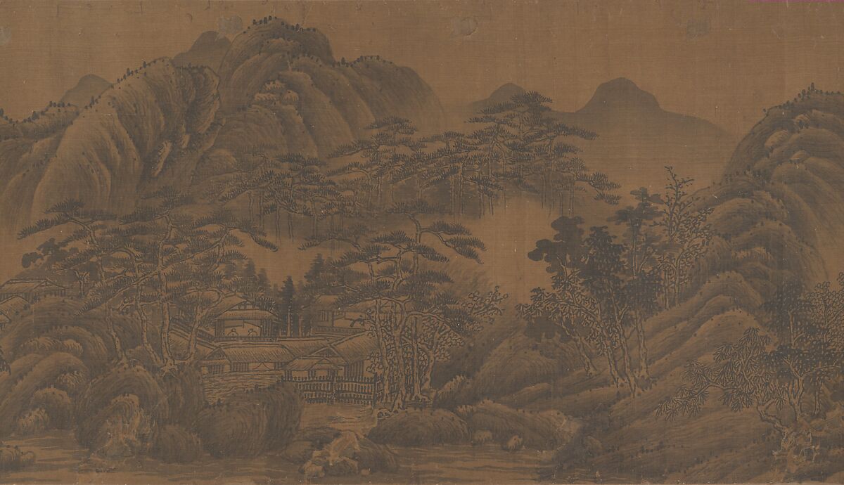 Landscape, Unidentified artist (17th century), Handscroll; ink on silk, China