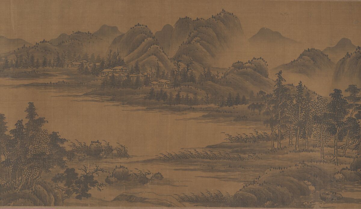 Landscape, Unidentified artist (17th century), Handscroll; ink on silk, China
