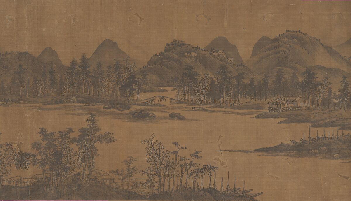 Landscape, Unidentified artist (17th century), Handscroll; ink on silk, China