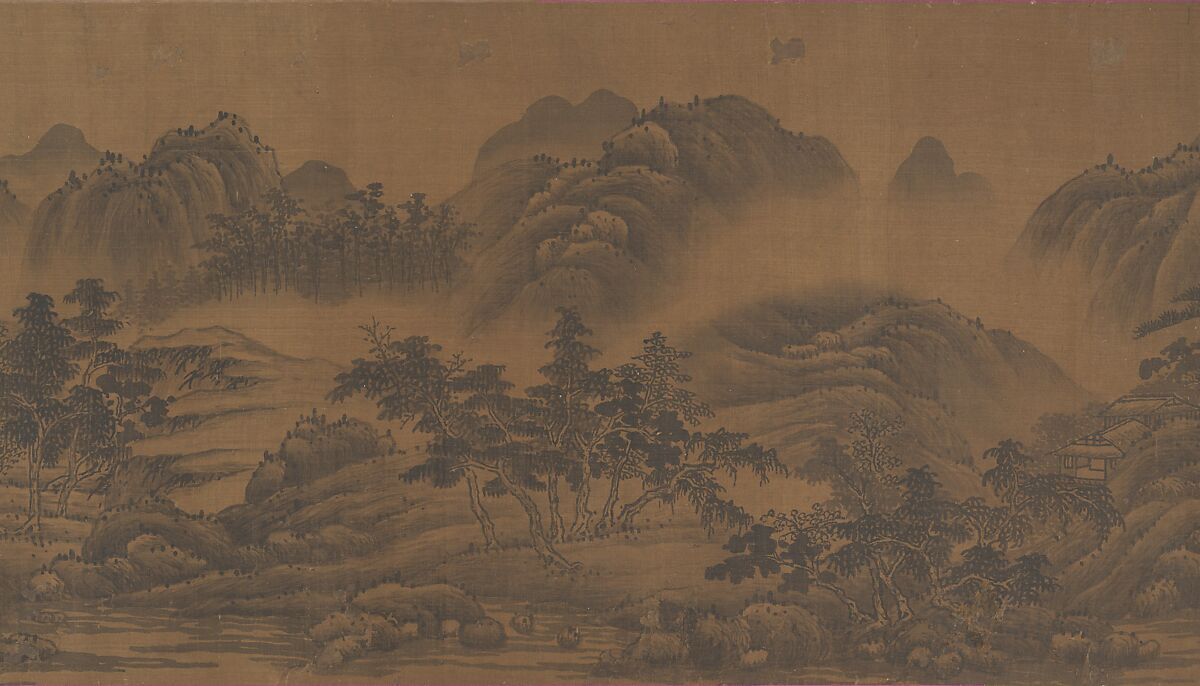 Landscape, Unidentified artist (17th century), Handscroll; ink on silk, China