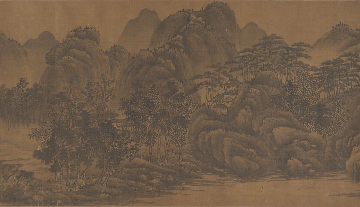 Landscape, Unidentified artist (17th century), Handscroll; ink on silk, China